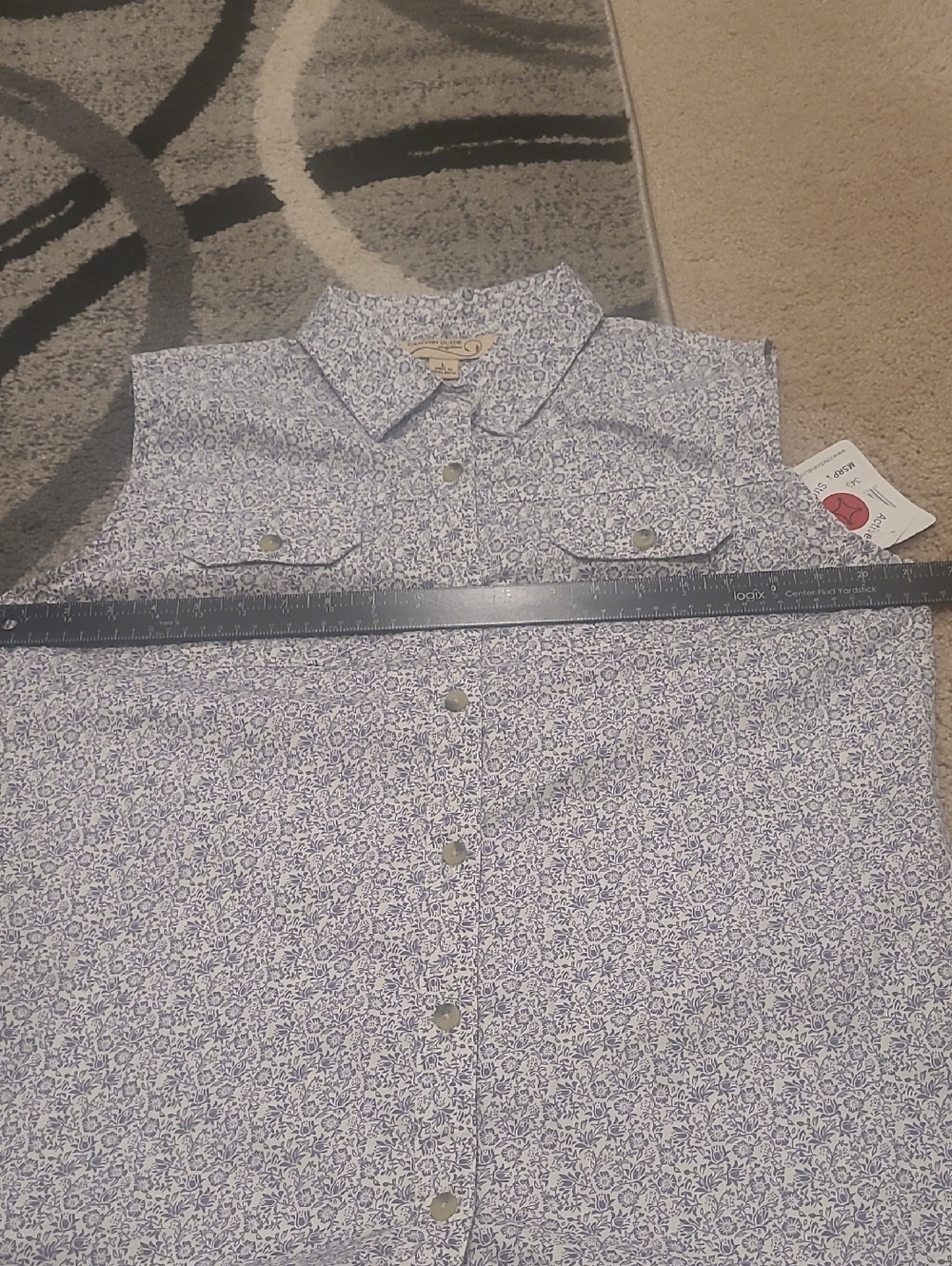 Canyon Guide Outfitters Women L Gray Floral Cotton Stretch Sleeveless Shirt NWT - Picture 14 of 14